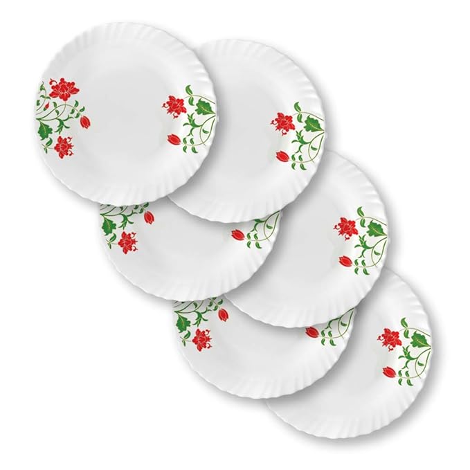 Larah by Borosil Hazel, Opalware Full Plate | 11 Inch | White | Set of 6
