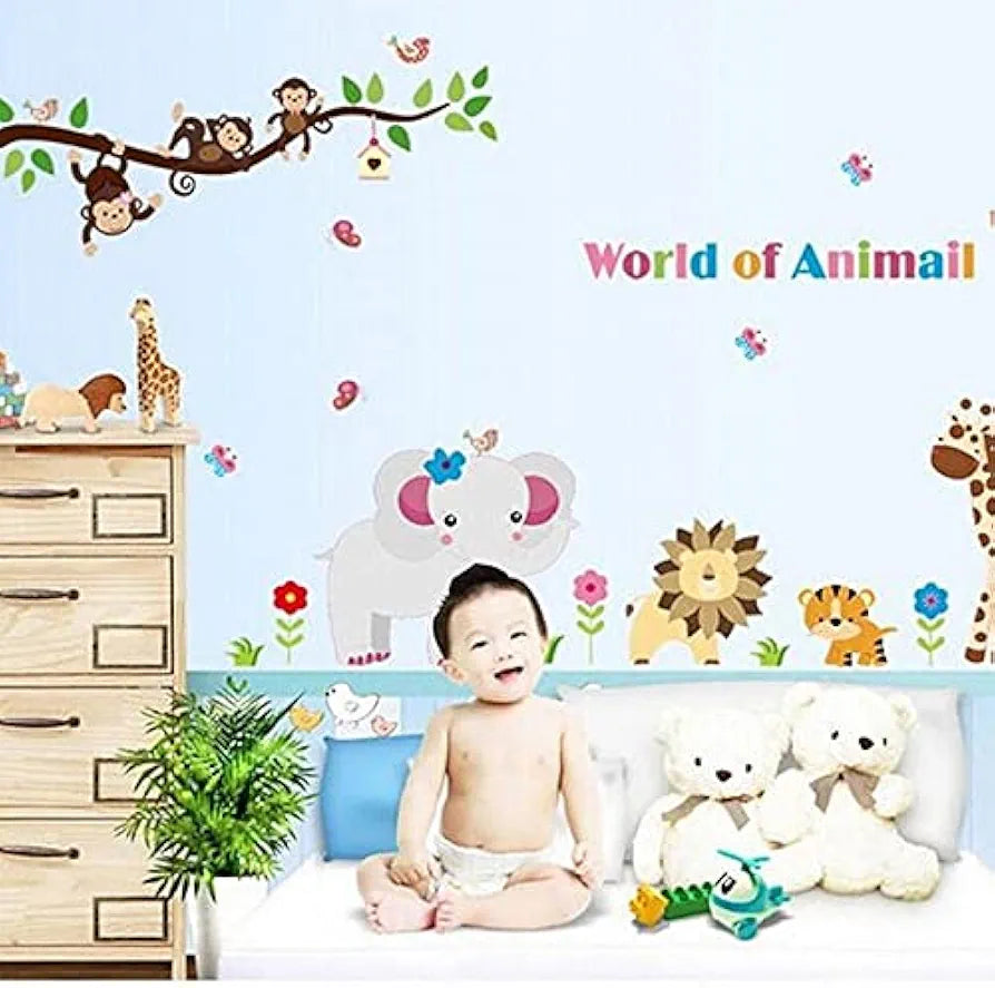 Jaamso Royals Wall Stickers for Kids Room Pvc Vinyl Multicolor -self-adhesive Cartoon Wallsticker