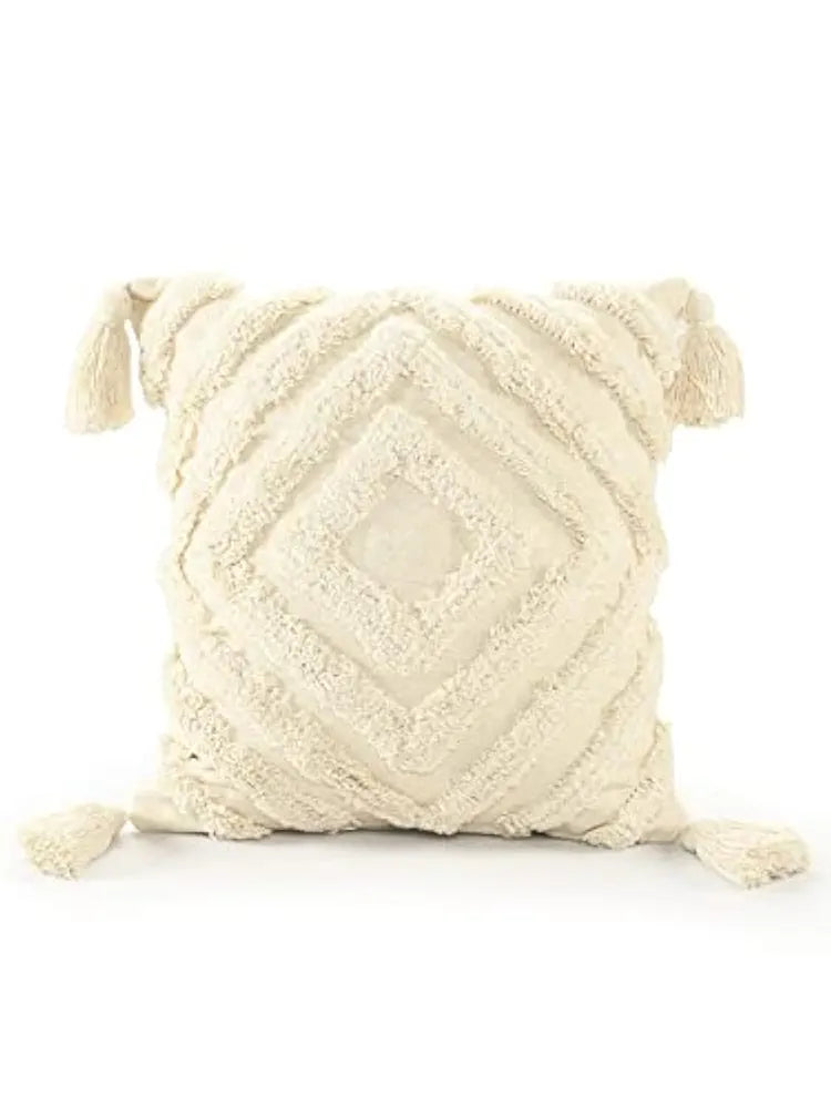 Sashaa World Tasselled And Tufted Cushion Cover