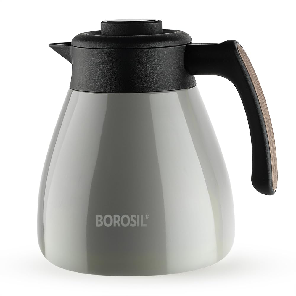 Borosil Stainless Steel Teapot Birch | 1500ml Teapot With Handle