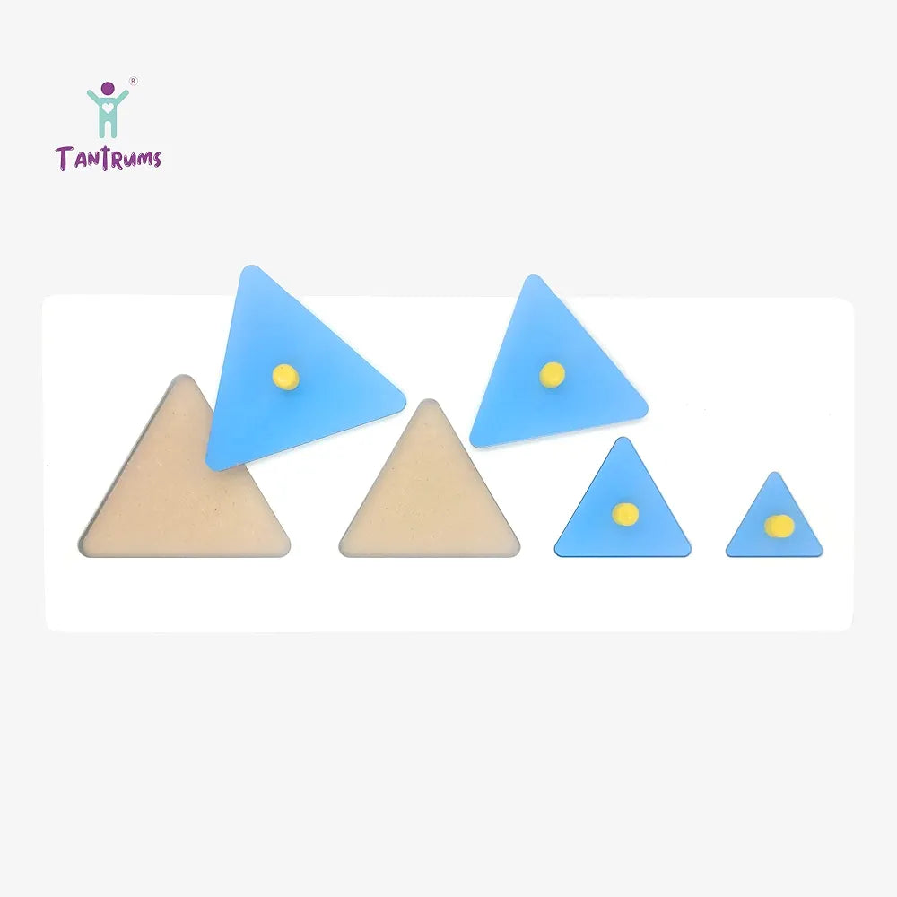 Tantrums Preschool Wooden Triangle Seriation Board Puzzle for Kids Learning Helpful in Developing Hand Eye Concentration and Motor Skills with Self-Correcting Match ups 