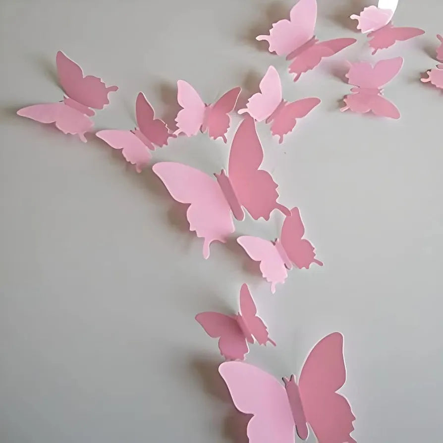 Jaamso Royals Light Pink 3d Butterflies Stickers for Wall Decoration Items Stickers Wall Decor 12 Piece