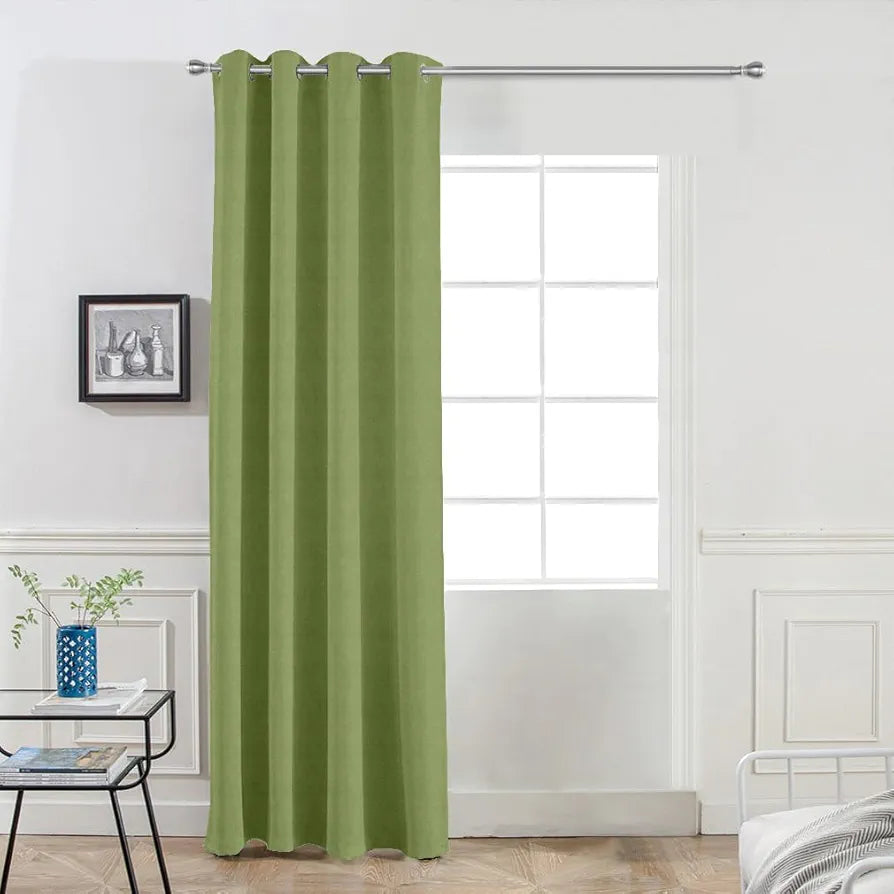 Divine Casa 7 Feet Velvet Blackout Door Curtain Luxurious Thermal Insulated & Noise Reducing Panel Room Darkening Opaque Curtain Colour Olive (Pack of 1)
