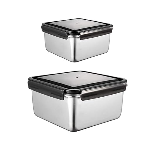 Femora High Steel Square Container Airtight Leakproof Unbreakable Storage Container/ Lunch Box | 350 Ml, 850 Ml | Set of 2