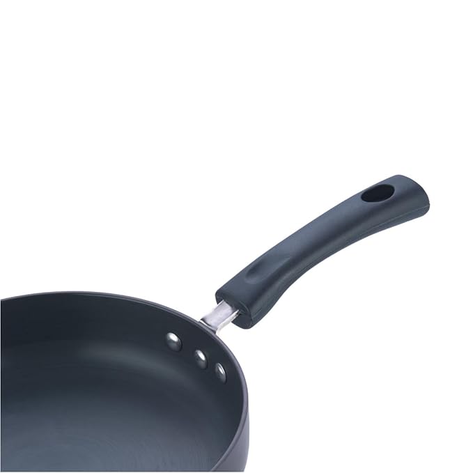 Vinod Black Pearl Hard Anodised Deep Frypan with Glass Lid - 1.8 Litres |  22cm | 3.25mm Thick | Skillet Pan