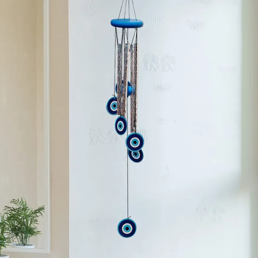 9Dzine Wind Chimes with Evil Eye Protection - 27 Inches