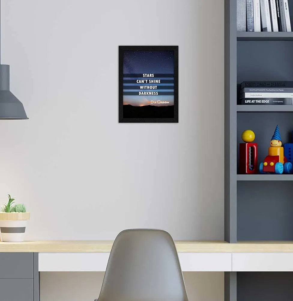 ArtX Motivational Inspirational Quotes Stars Can't Shine Framed Wall Art Painting