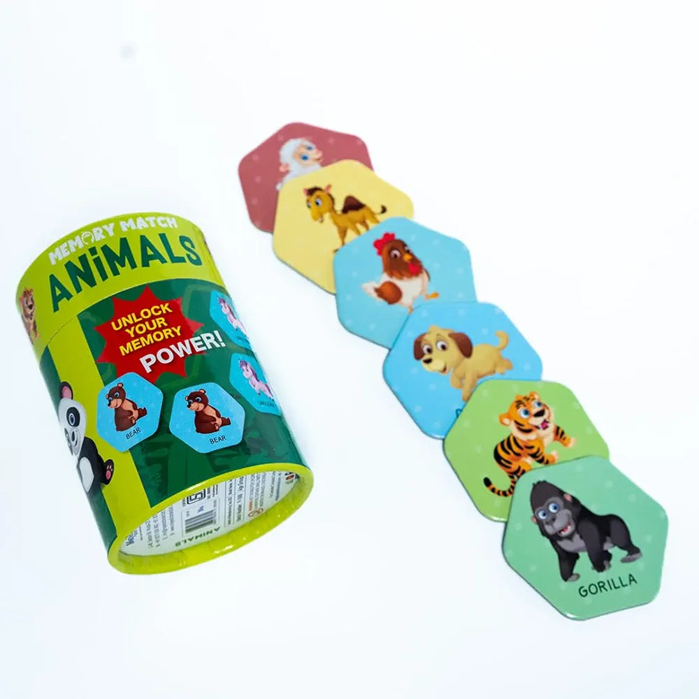 THE BOOK TREE Memory Match Game: Animals – 24 Durable Cards, 12 Fun Animal Pairs, Brain-Boosting Educational Game for Kids, Toddlers, and Families