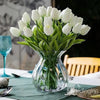 5 Pcs Artificial Tulip Lily Flowers for Vase White Fabric Faux Tulips