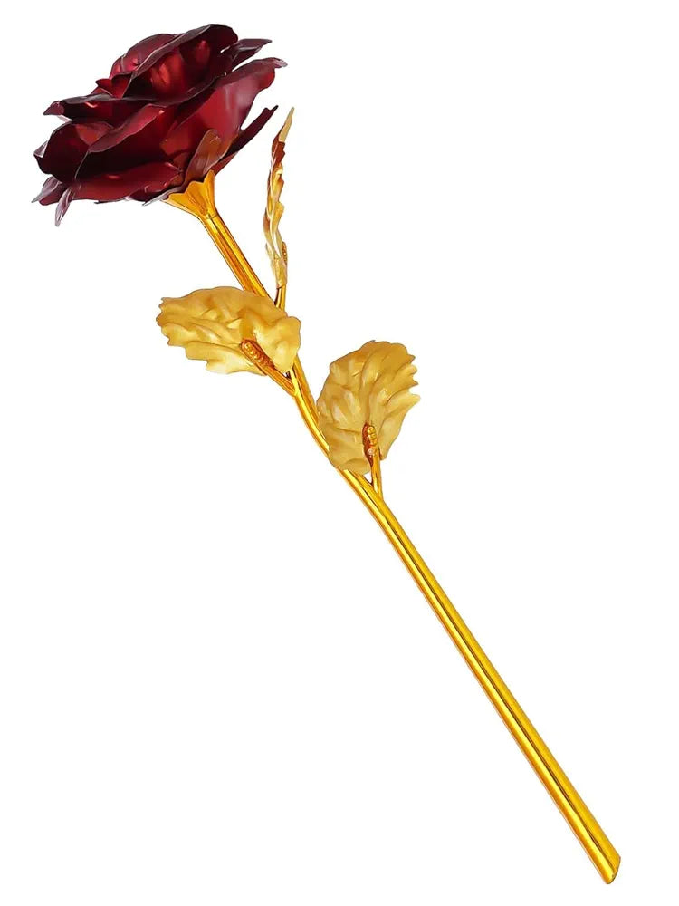 Golden Red Rose Flower Showpiece