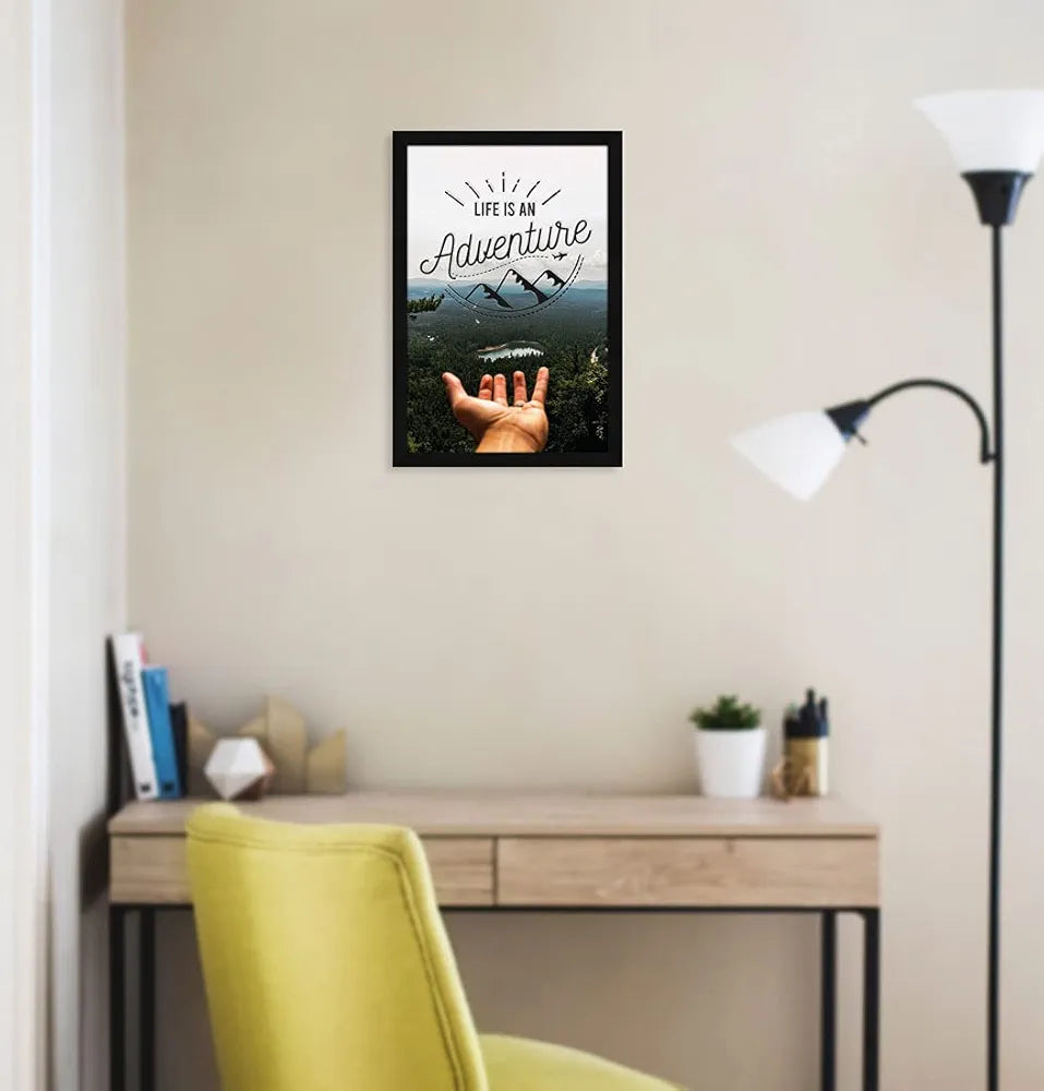ArtX Paper Life Is An Adventure Motivational Quote Framed Wall Art Painting