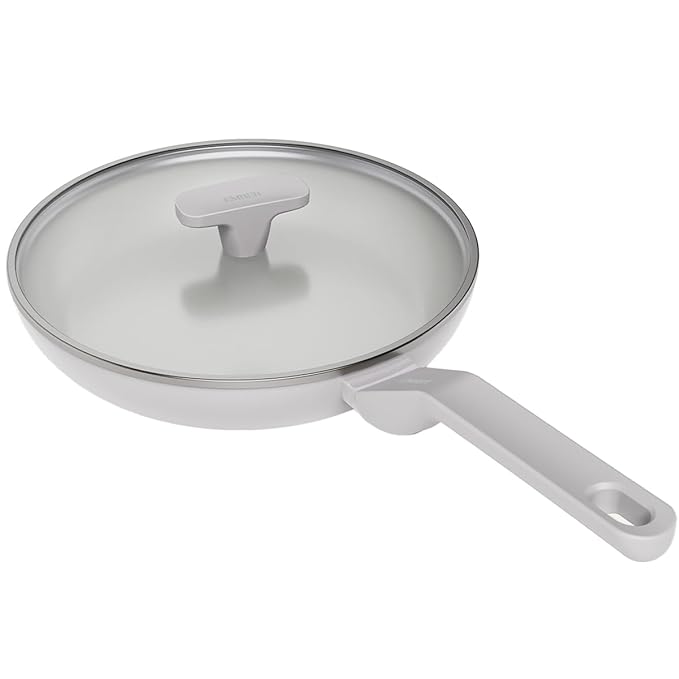 Ember Cookware Arcilla Ceramic Non-stick Egg Pan 20cm | Glass Lid | Matching Handle | Florence Series | Grey