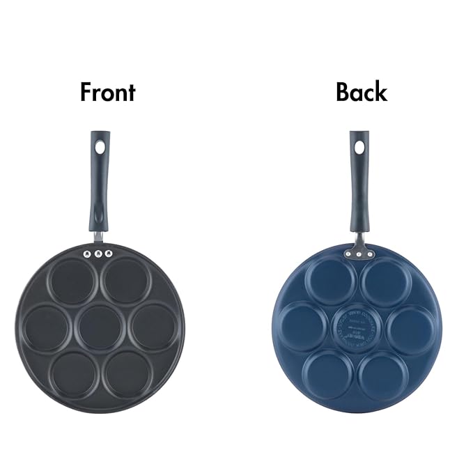 Vinod Zest Aluminium Non Stick Mini Uttapam Pan - 7 Cavaties, 26 cm | 3mm Thick | 3 Layer Coating | Bakelite Handle