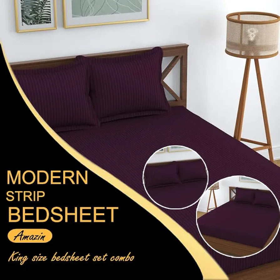 Fresh From Loom King Size Flat Bedsheets Hotel & Home Double Bedsheet Set with 2 Pillow Covers Wine