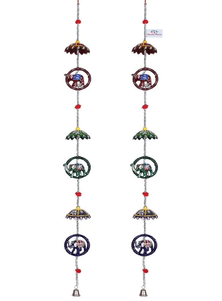 Heart Home Umbrella Shape Door Hanging Windchimes Pairs 3 Paper Mache & 3 Elephants