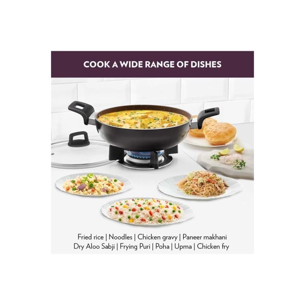 Borosil Granito Non-stick Fry Pan | Induction Friendly | Granite Finish | Pfoa-free | 28 Cm Diameter | Black