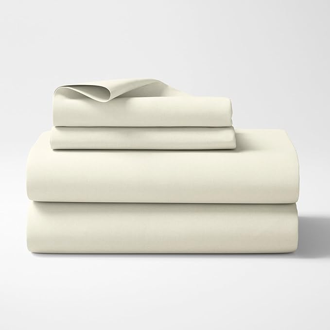 Haus & kinder Cotton Plain Solid Bedsheet for King Size 2 Pillow Covers | Colour Ivory