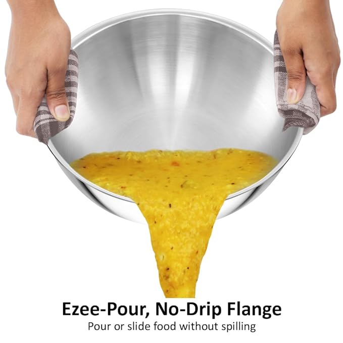 Hawkins 4 Litre Metro Kadhai Triply Stainless Steel Induction Tasla Silver