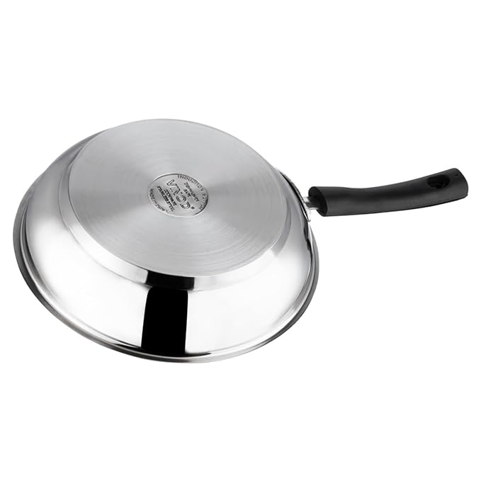 Vinod Stainless Steel Frypan - 22 cm | Skillet Pan for Frying | SAS Bottom | Cool Touch Bakelite Handle