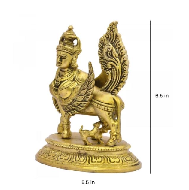 The Advitya Brass Holy Kamdhenu Standing Idol Cow Nandi Murti for Blessings at Home & Office Pooja and Show Piece for Home Decor