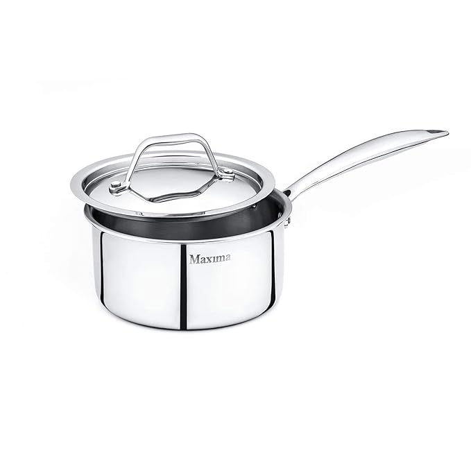 Maxima Triply Cookware Stainless Steel Sauce Pan 18cm 2.2 Ltr - 500 gms