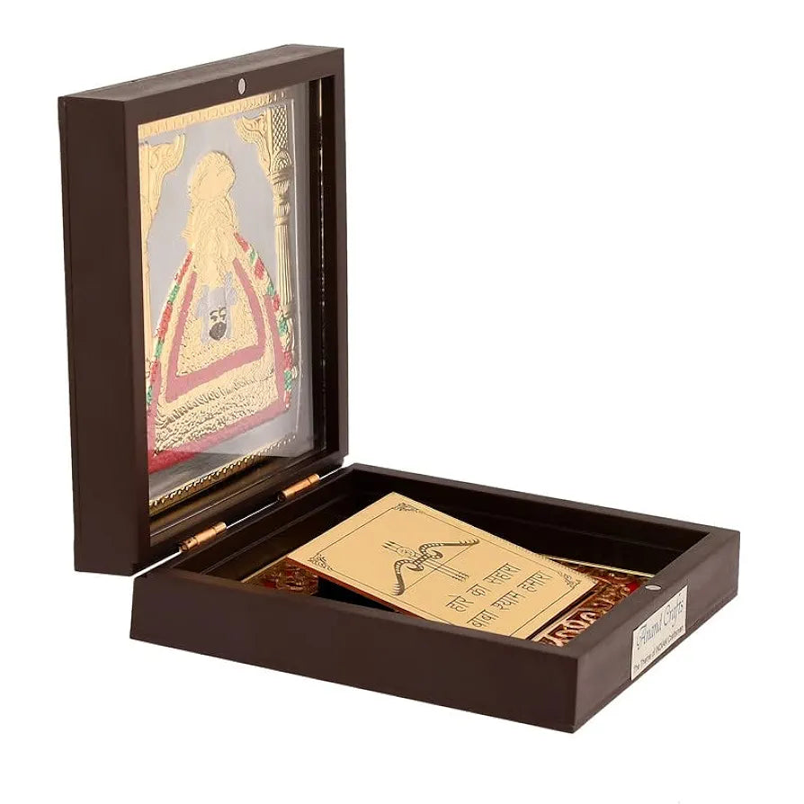 Jaipur Ace Shree Khatu Shyam Baba Gold Plated Charan Paduka Yantra With Wooden Box