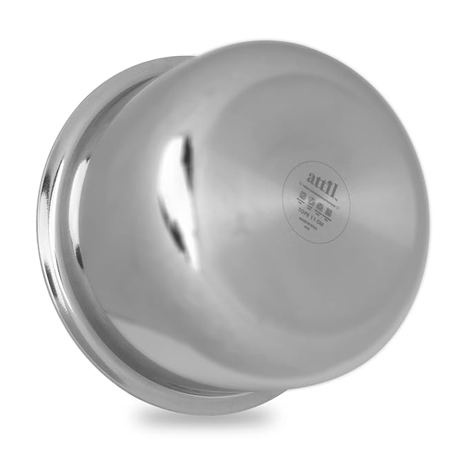 Attil Triply Stainless Steel Tope With Lid, Induction Base Tope Capacity 2.5 Litres Patila With Stainless Steel Lid