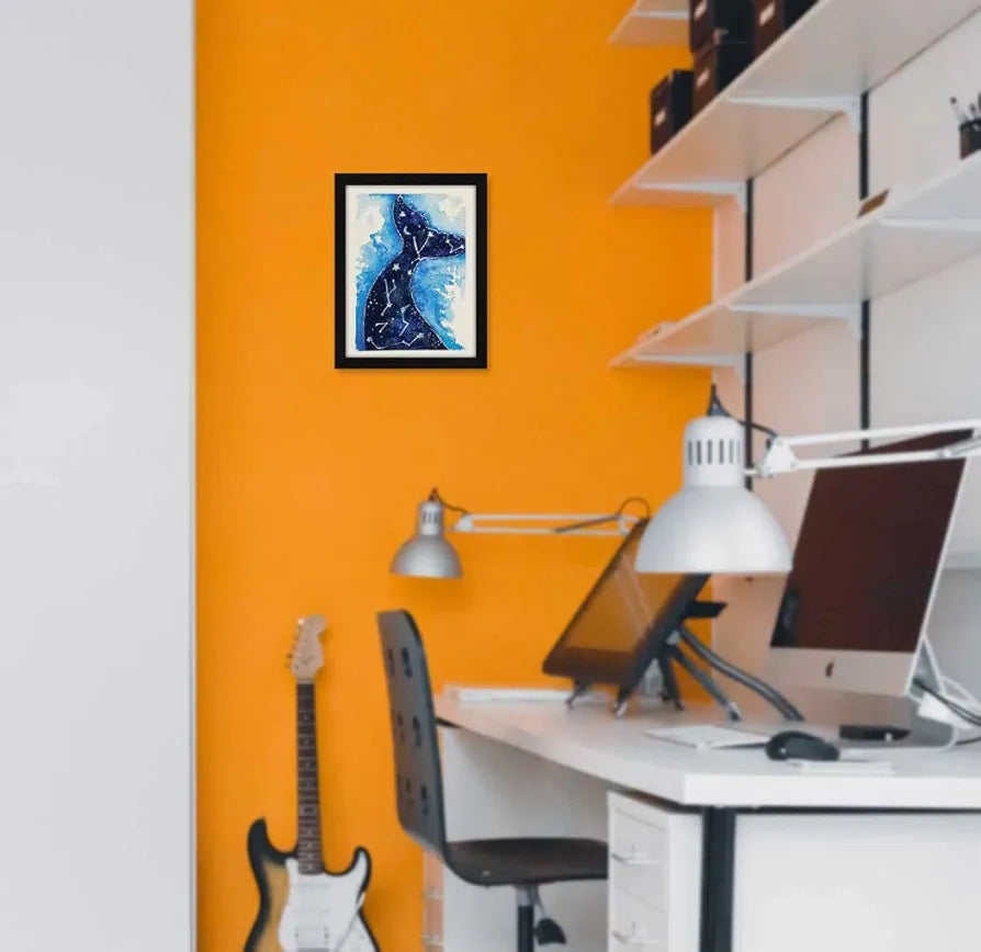 ArtX Paper Cosmic Dolphin Frame Wall Art Painting