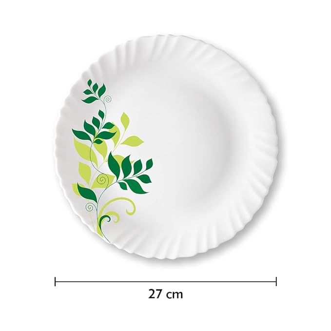 Larah by Borosil Opalware Full Plate | 11 Inch | White | Set of 6