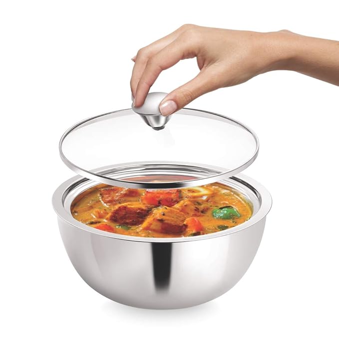Borosil Stainless Steel Insulated Curry Server | 2.7 Liter | Silver
