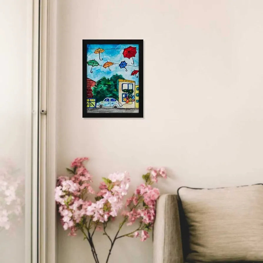 ArtX Paper City B0B1J31DRK Watercolor Frame Wall Art Painting