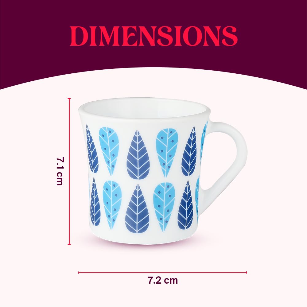 Larah by Borosil Crysta Series Fable Opalware Mug | Set of 6 Tea/coffee Mugs | 160 Ml Each