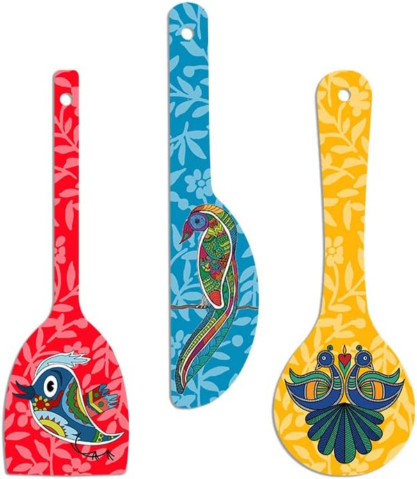 Artvibes Birds Wooden Wall Hanger for Home | Set of 3