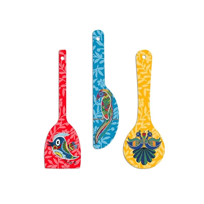 Artvibes Birds Wooden Wall Hanger for Home | Set of 3