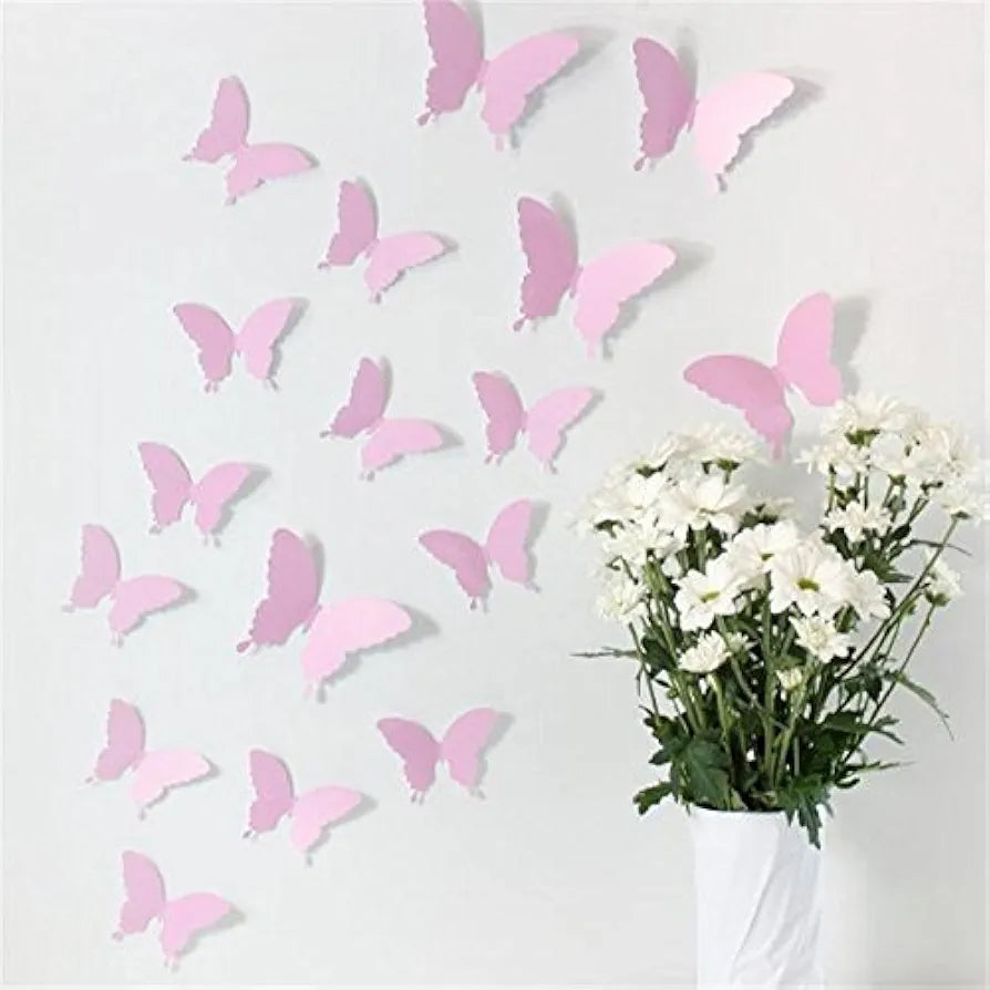 Jaamso Royals Light Pink 3d Butterflies Stickers for Wall Decoration Items Stickers Wall Decor 12 Piece