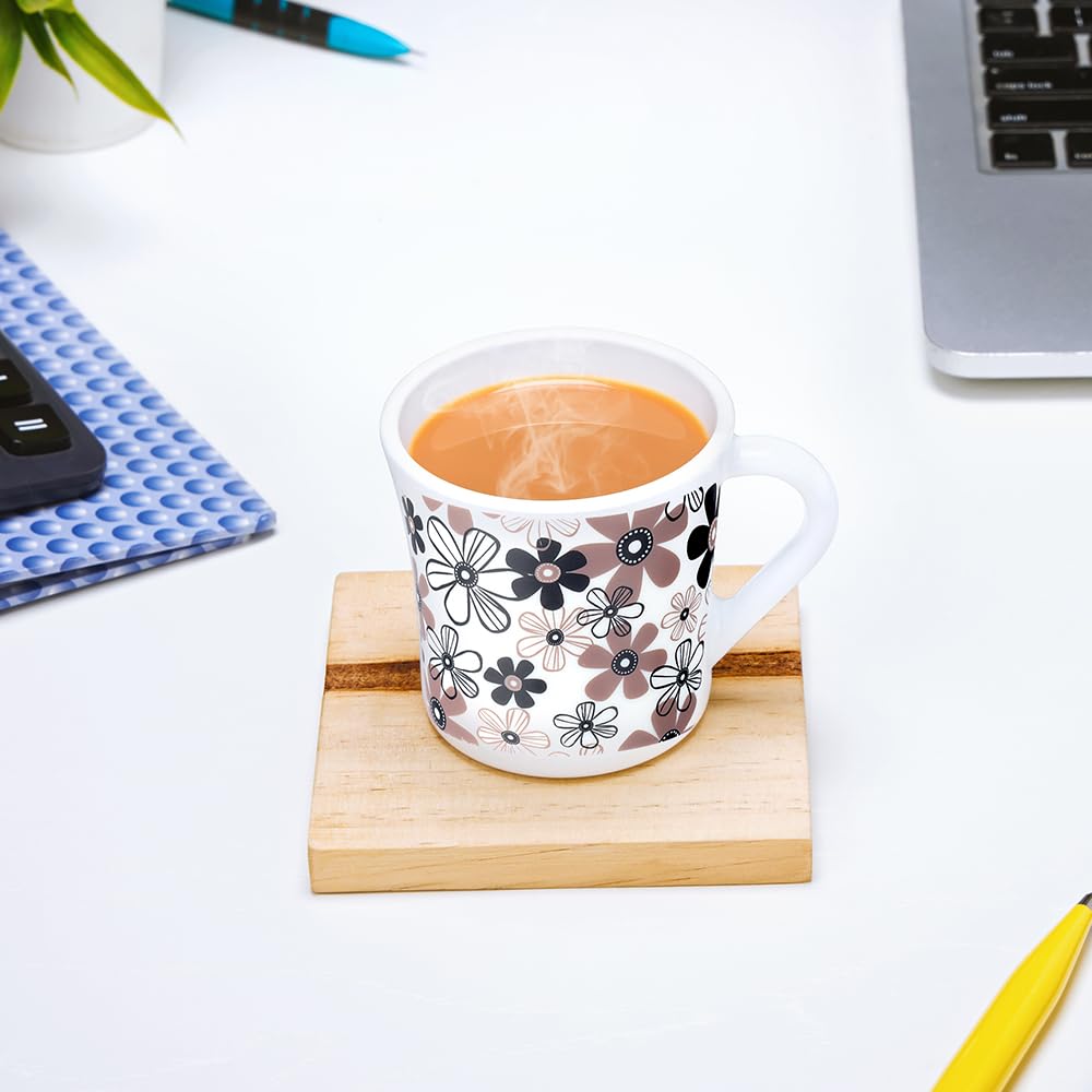 Larah by Borosil Crysta Series Macy Opalware Mug | Set of 6 Tea/coffee Mugs | 160 Ml Each