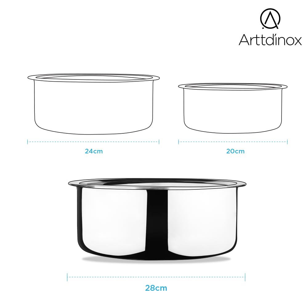 Arttdinox by Jindal Lifestyle Reflecto Triply Stainless Steel Tope With Lid | 1.6ltr | Silver | 16cm