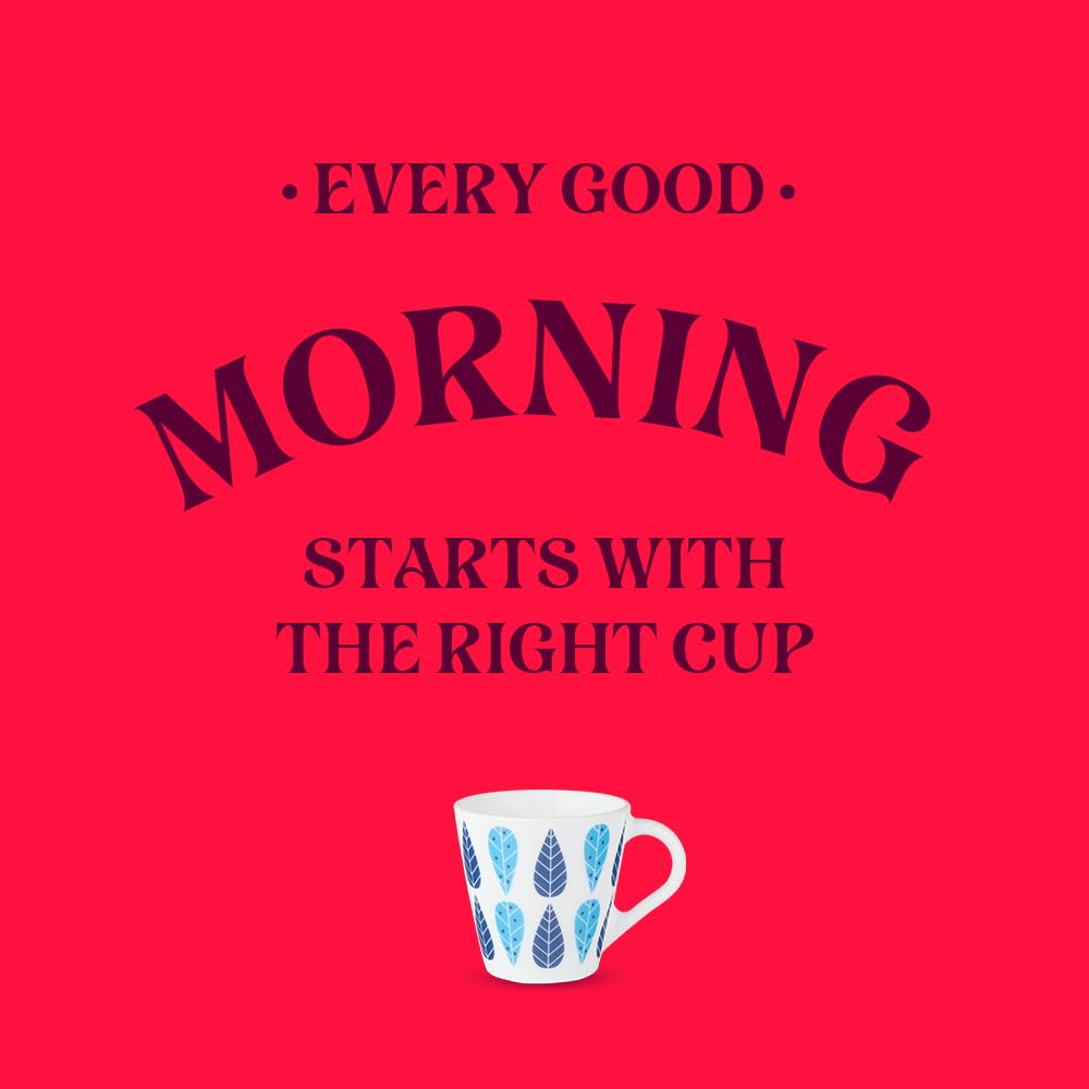 Larah by Borosil Novelty Series Fable Opalware Mug, Set of 6 Tea/coffee Mugs | 160 Ml Each