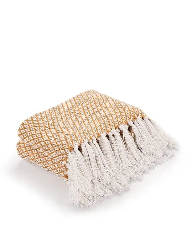 Sashaa World Soft Throw Blanket Colour Yellow/White