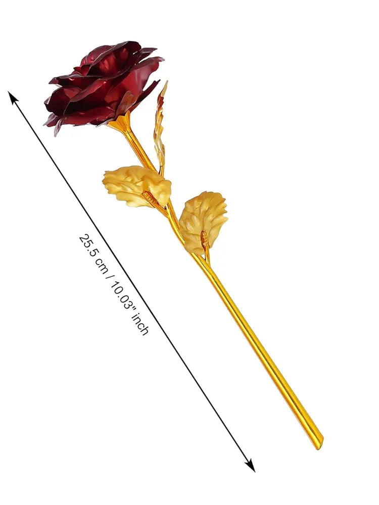 Golden Red Rose Flower Showpiece