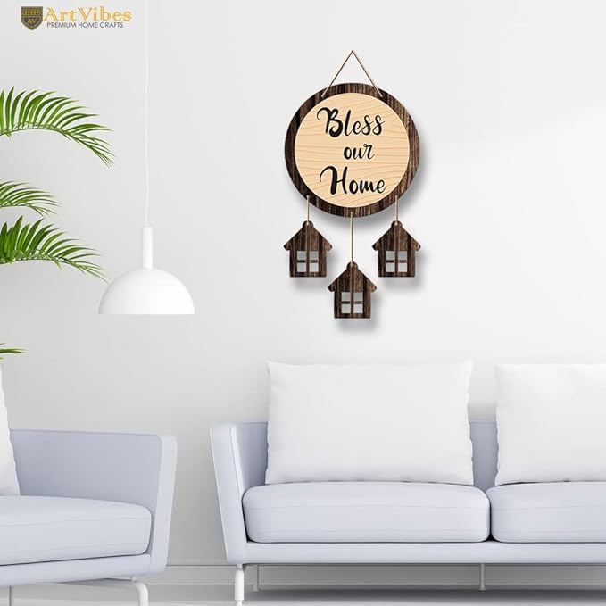 Artvibes Bless Our Home Quotes Wooden Wall Hanging Decorative Items for Home Decor