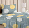 BSB HOME Premium Forever Modern Style Glace Cotton Floral Pattern 1 Single Size Bed bedsheet and 1 Pillow Cover Grey White & Yellow