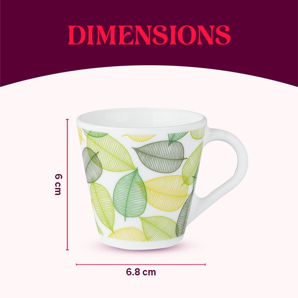 Larah by Borosil Novelty Series Noma Opalware Mug | Set of 6 Tea/coffee Mugs | 110 Ml Each