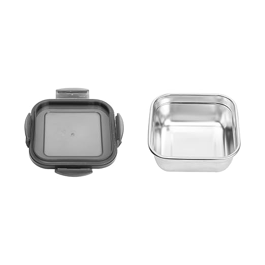 Femora High Steel Square Container Airtight Leakproof Unbreakable Storage Container/ Lunch Box | 350 Ml, 850 Ml | Set of 2