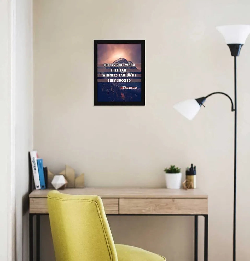 ArtX Paper Motivational Inspirational Quotes Losers Quit Framed Wall Art Painting