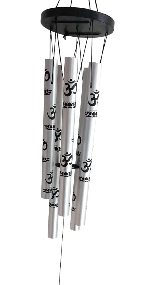Tej Gifts Feng Shui Metal Wind Chime with Om Printed 5 Pipes Standard