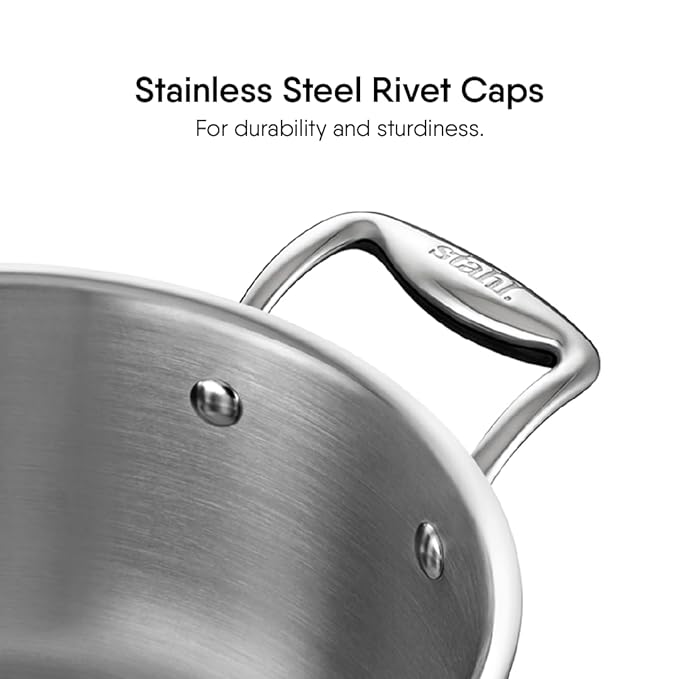 Stahl Artisan Triply Stainless Steel Sauce Pot/ Casserole With Lid | Induction Pot | Briyani Pot/ Handi | 2 L | 18 Cm