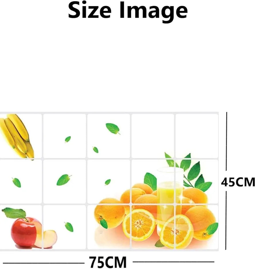 Jaamso Royals Multicolor Fruits Wall Tiles Stickers Waterproof Kitchen Stickers Fruits