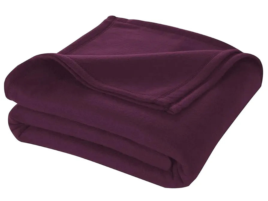 Cloth Fusion Polar Fleece AC Blanket for Winter Double Size Soft Woolen Blanket for Travel & Sleeping Wine