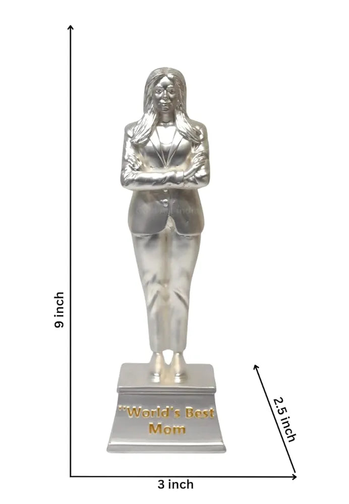Gold Art India Best Mother Trophy Figurine Silver Plated Matte Finish